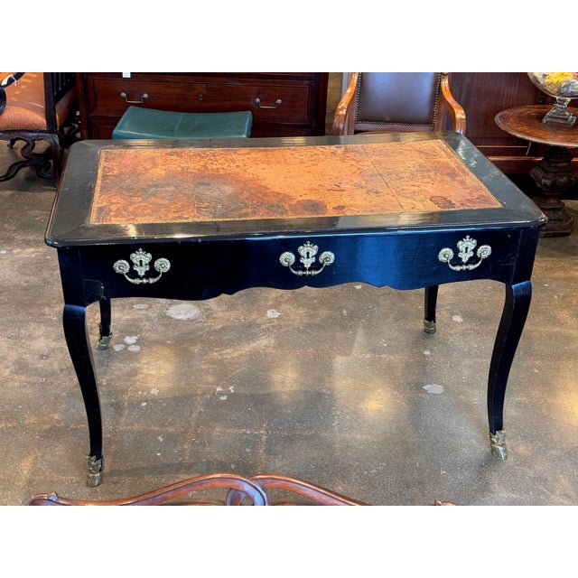 Early 19th Century French Ebonized Bureau Plat With Leather Top For Sale - Image 15 of 16