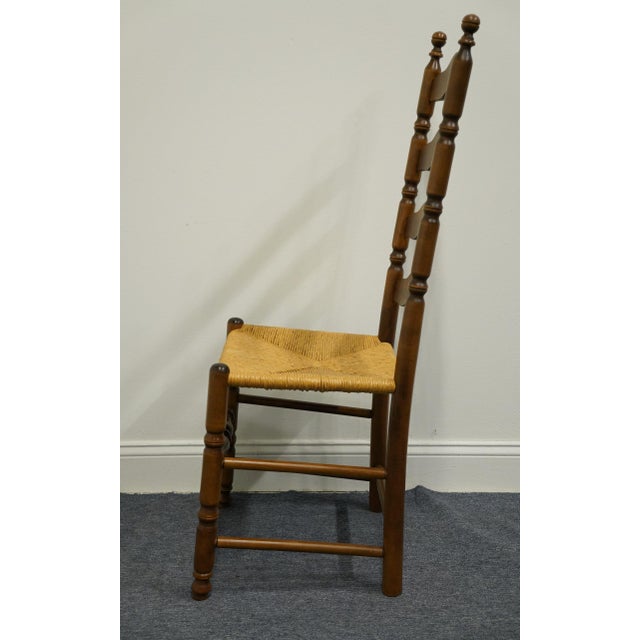 Ethan Allen Heirloom Nutmeg Maple Colonial Early American Ladderback Rush Seat Dining Side Chair For Sale In Kansas City - Image 6 of 9