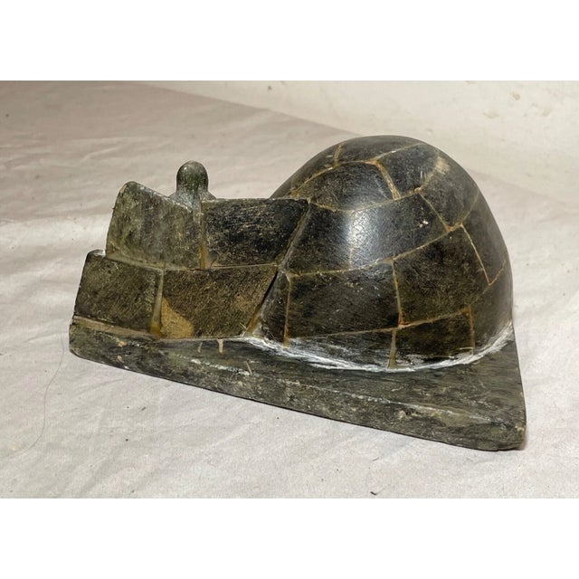 Green Antique Carved Francois Soapstone Canadian Figural Eskimo Sculpture Inuit Art For Sale - Image 8 of 13