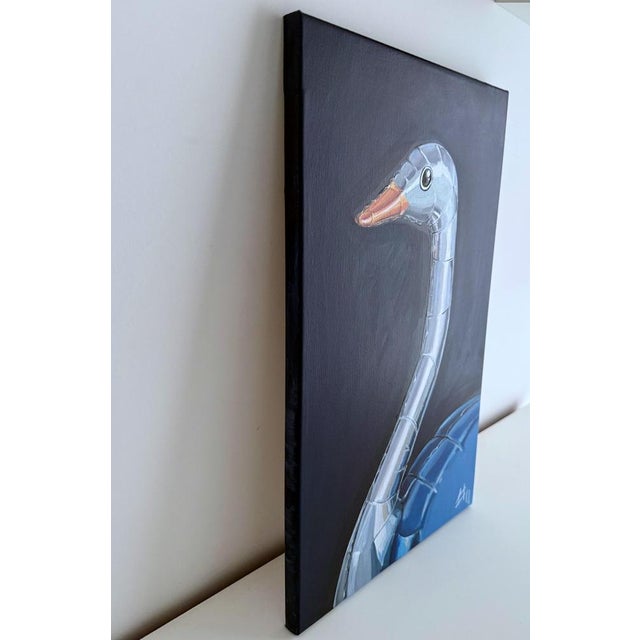 Sofía Cristina Jiménez, Silver Inflatable Ostrich, Lady Truthi 3, 2025, Acrylic Painting For Sale - Image 9 of 14