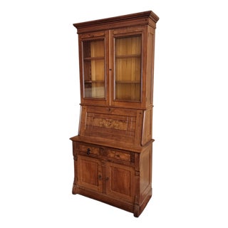 Antique Victorian Walnut Eastlake Style Drop Front Secretary Desk, C1880 For Sale