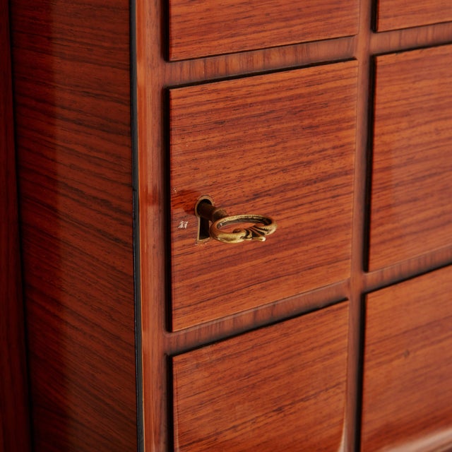 1950s Tall Rosewood Veneer Cabinet with Key by SAM, France 1950s For Sale - Image 5 of 11