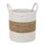 Vintage Woven Seagrass & Cotton Rope Floor Basket For Sale