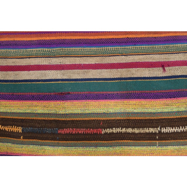 Vintage Turkish Oushak Handmade Wool Cotton Beige Kilim Area Rug For Sale - Image 10 of 11