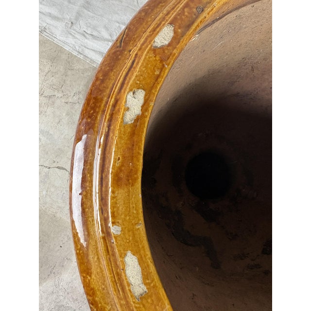 Large French Anduze Garden Urn in Honey Brown Glaze For Sale - Image 6 of 7