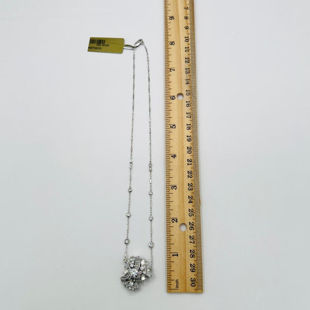 Metal Mid 20th Century White Diamond Multi-Shape Necklace in 14k White Gold For Sale - Image 7 of 7