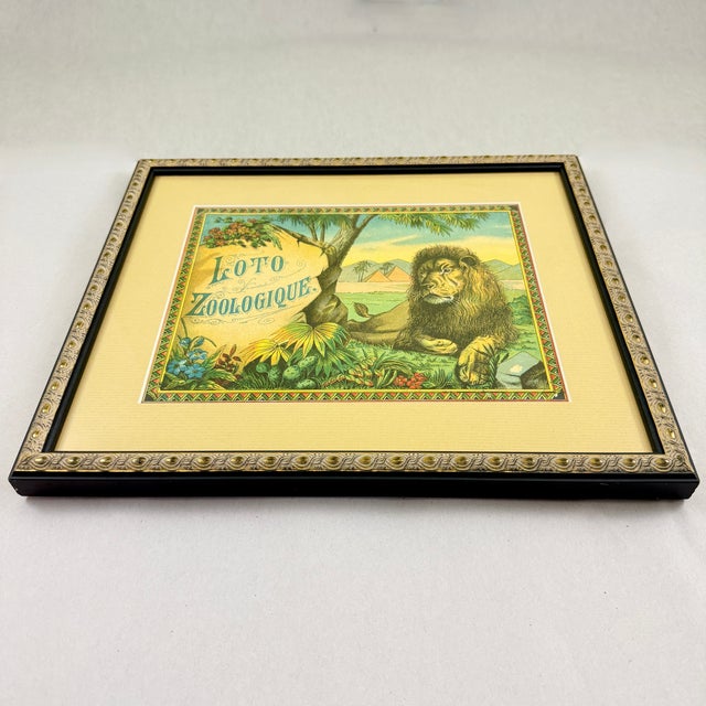 Loto Zoologique Game Box Lid, Chromolithograph, Framed, Circa 1900 For Sale - Image 9 of 13