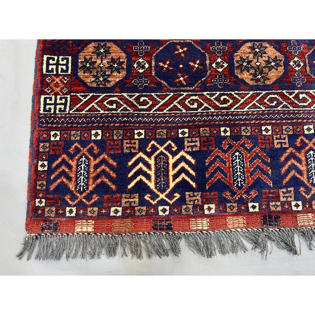 Red Turkmen Parda Tribal Wool Area Rug, 5'2" X 6'11" For Sale - Image 13 of 16