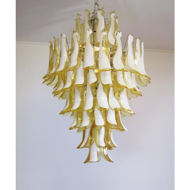 Murano Statement Murano Chandelier – 85 Caramel Lattimo Glass Petals, 7-Tier Italian Statement Light For Sale - Image 4 of 7