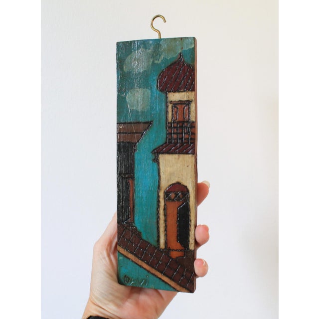 Folk Art Vintage Hand Painted Folk Art Wood Carving For Sale - Image 3 of 9