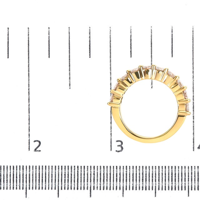 14K Yellow Gold Plated .925 Sterling Silver 2.0 Cttw Round Brilliant Cut Diamond 10 Stone Anniversary Band Ring (J-K Color, I1-I2 Clarity) - Size 6 For Sale In New York - Image 6 of 6