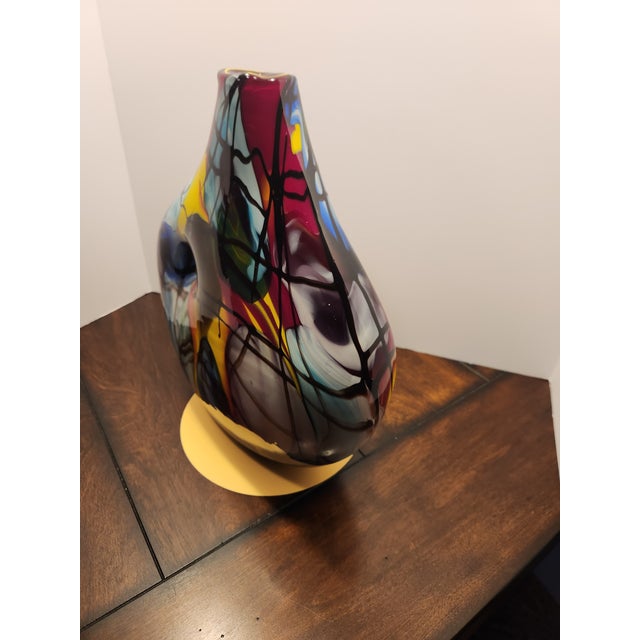 Murano Monumental 14" Signed v. Nason Art Glass Cubist Vase 9.5lb Picasso Homag For Sale In Dallas - Image 6 of 8
