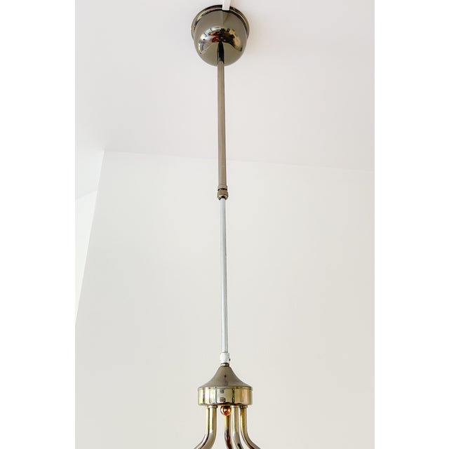 Mid-Century Modern Mid-Century Belgian Chandelier in Brass, Bronze and Glass from Massive, 1980s For Sale - Image 3 of 11