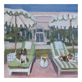 “Poolside Pups” an Original Oil Painting by Michelle Heimann. For Sale
