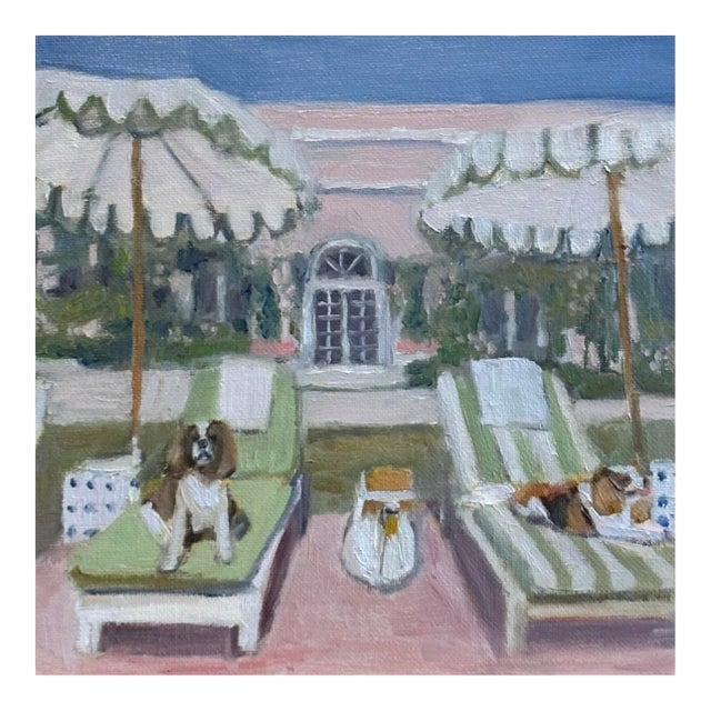 “Poolside Pups” an Original Oil Painting by Michelle Heimann. For Sale