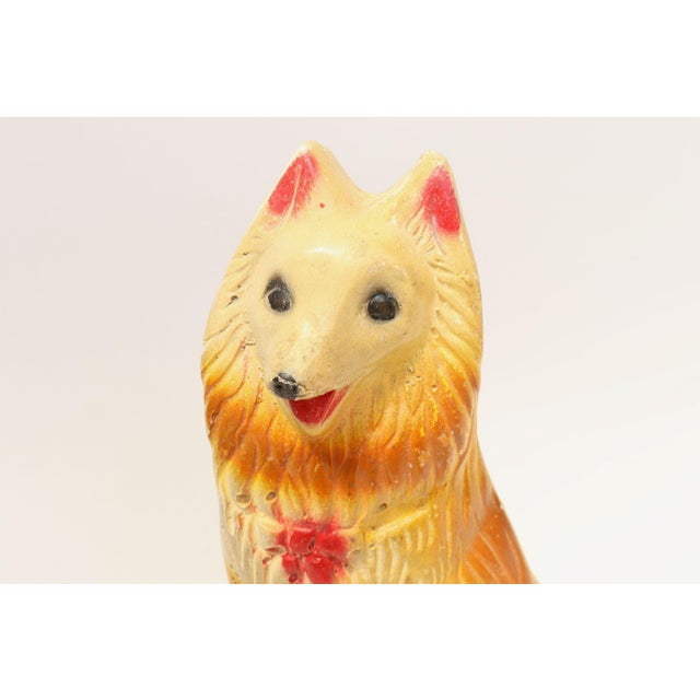 Mid-Century Modern Painted Chalkware Carnival Chalk Collie Dog Sculpture / Figurine For Sale - Image 9 of 12