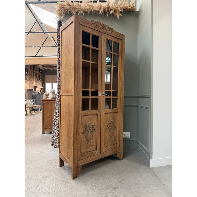 Parisian Art Deco Oak Display Cabinet, 1930s For Sale - Image 6 of 12