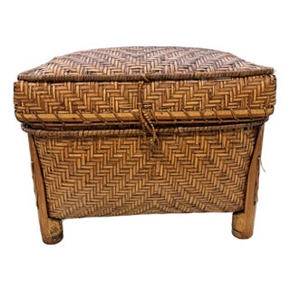 Antique Style Chinese Bamboo Trunk For Sale