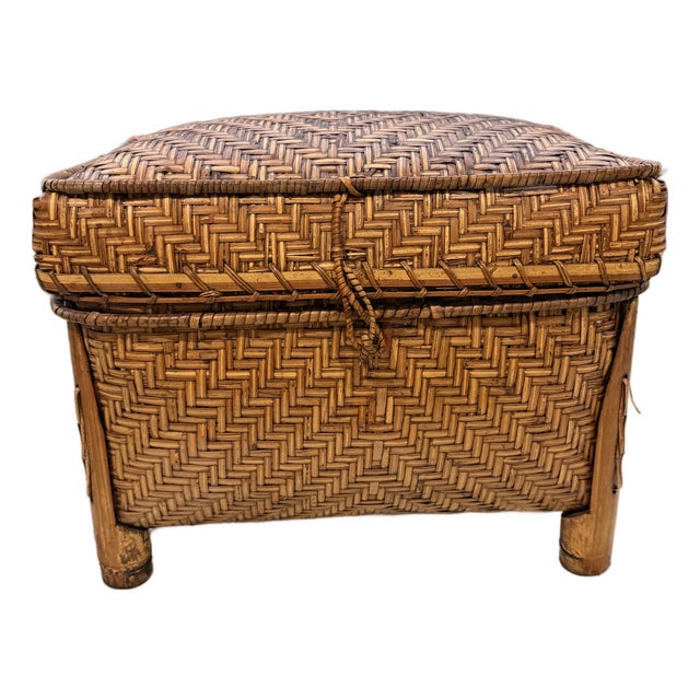 Antique Style Chinese Bamboo Trunk For Sale