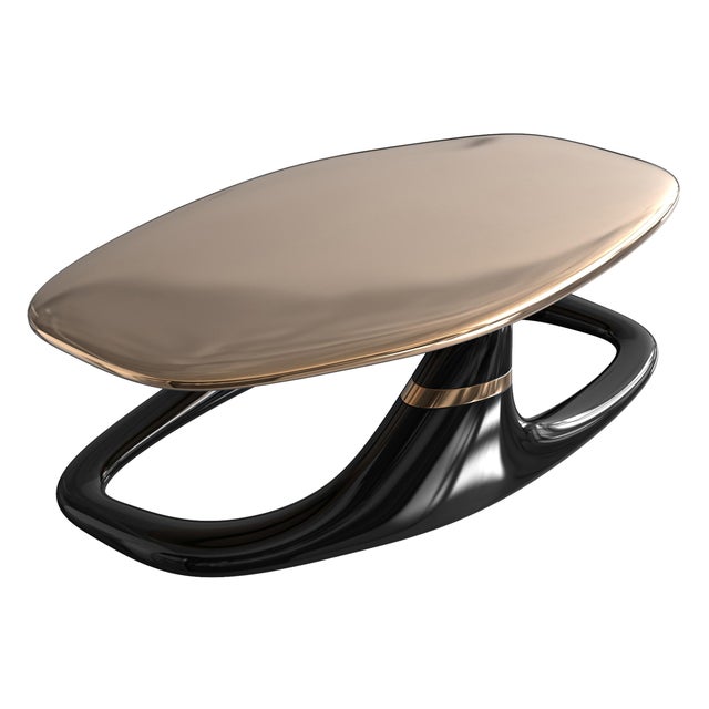 "Magistrale" Coffee Table With Bronze, Stainless Steel, Handmade For Sale - Image 9 of 10