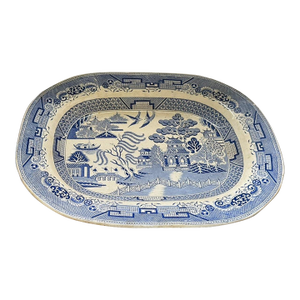 Early 19th Century Monumental English Blue Willow Turkey Platter