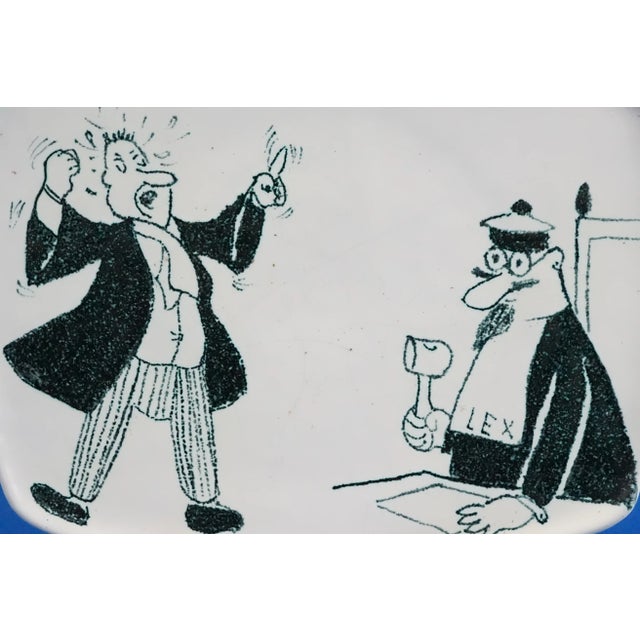 20th Century Art Deco Ceramic Plate Satirical Judge and Lawyer in Court from the La Quercia Libralessos Factory, Italy, 1950s For Sale - Image 9 of 16