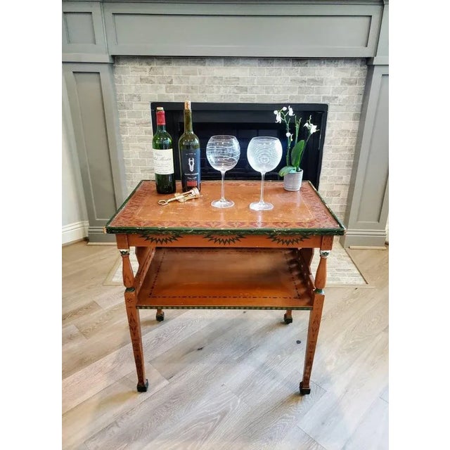 Russian Folk Art Painted Serving Cart For Sale - Image 4 of 11