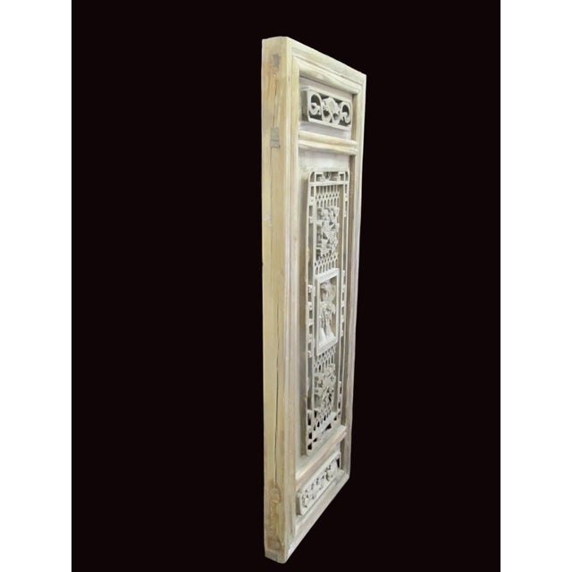 Chinese Carved Lattice Flower & Figural Wood Window Shutter Screen Art Panel For Sale - Image 11 of 13