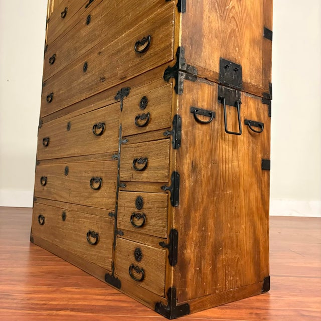 Antique Japanese Three-Section Kiri Tansu Chest For Sale In Seattle - Image 6 of 14