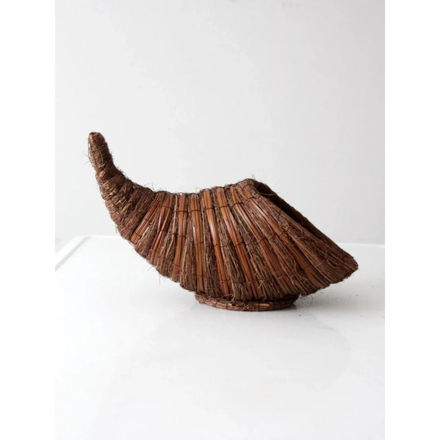 Vintage Woven Cornucopia Basket For Sale - Image 9 of 13