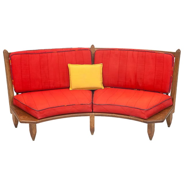 Curved Bench by Guillerme Et Chambron, 1950s For Sale