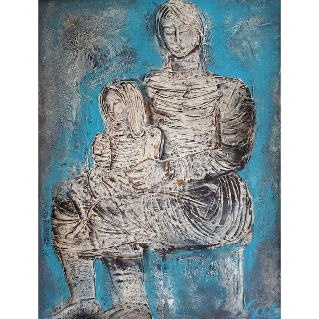 1970s Dzemma Skulme, Mother with Child, 1975, Oil on Cardboard For Sale - Image 5 of 5