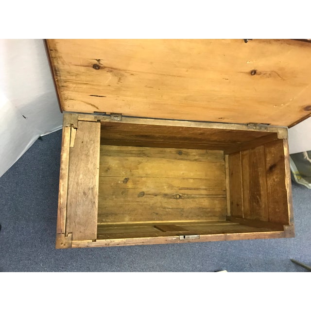 Early 20th Century Antique Original Red Wash American Trunk For Sale In West Palm - Image 6 of 13