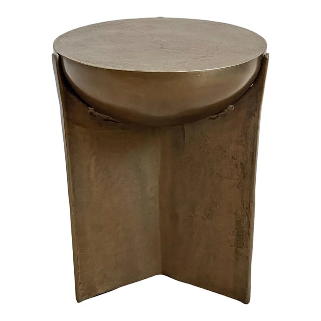 Bronze Deco Dome Side Table For Sale