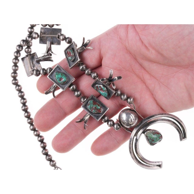 Late 20th Century 40's-50's Navajo Silver Squash Blossom Necklace For Sale - Image 5 of 5