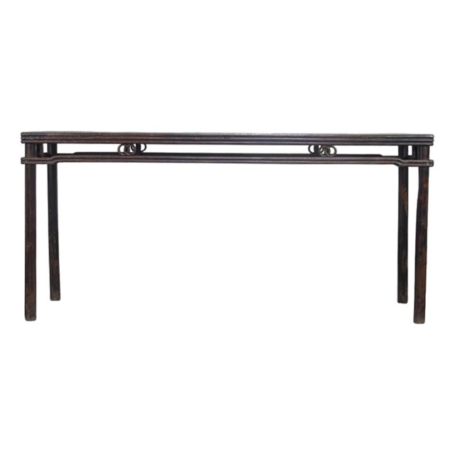 72" Long Antique Elm Console Table For Sale