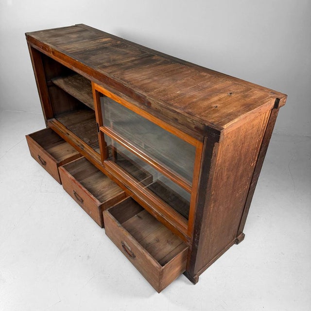 Antique Japanese Shop Counter with Glass Display and Drawers, 1920s For Sale - Image 18 of 18