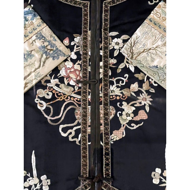 Wood Frame Antique Chinese Embroidered Robe Qing Dynasty For Sale - Image 7 of 16
