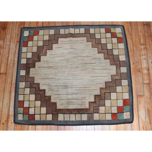 Mid 20th Century Tribal American Hooked Rug - 2'10" x 3'2" For Sale - Image 10 of 18