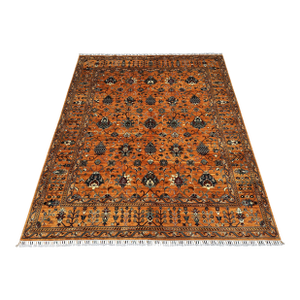 Rust Afghan Sultani Hand-Knotted Wool Rug - 9'8" X 8'1"