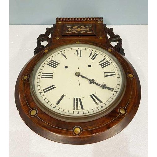 Victorian Wall Clock Drop Dial in Mahogany, 1880 For Sale - Image 11 of 17