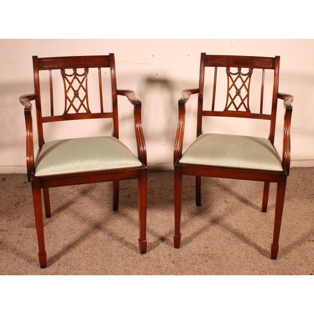 Mahogany Armchairs in the style of Hepplewhite, 1890s, Set of 2 For Sale - Image 12 of 12
