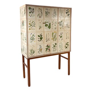 1950’s Swedish Cabinet With Nordens Flora Illustrations For Sale