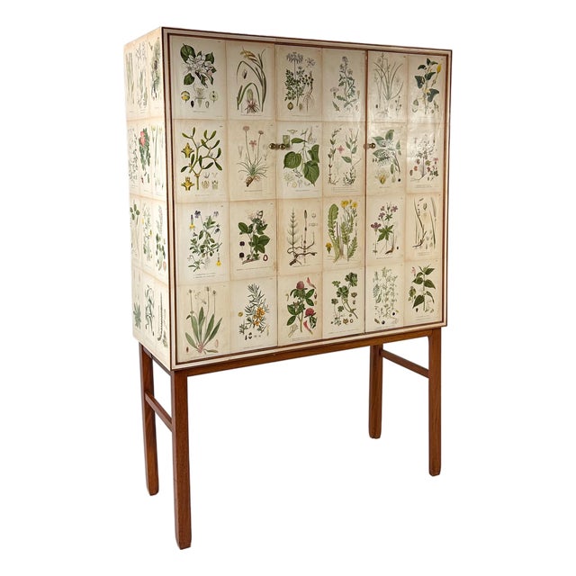 1950’s Swedish Cabinet With Nordens Flora Illustrations For Sale