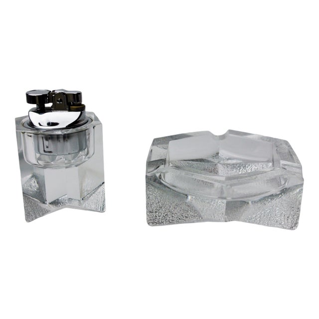 Lighter and Ashtray in Murano Glass attributed to Antonio Imperatore, Italy, 1970s, Set of 2 For Sale