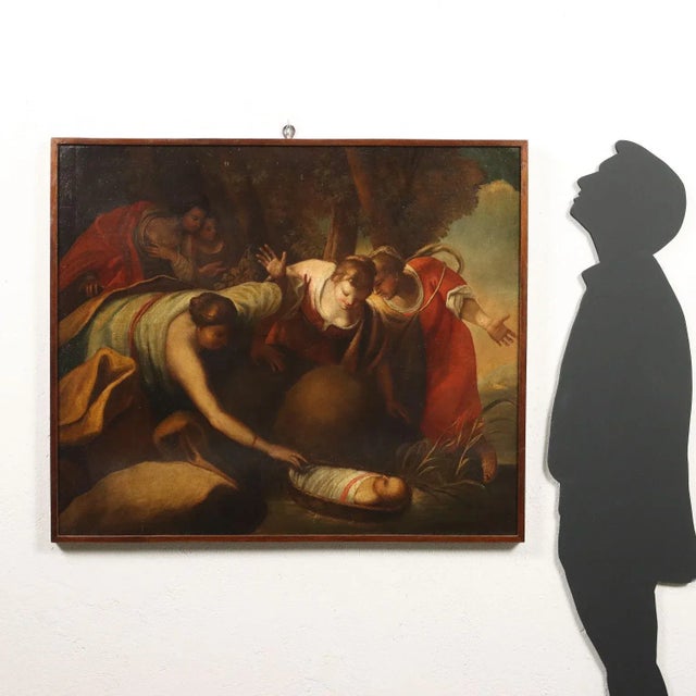 Oil painting on canvas. The scene tells the biblical episode of the book of the exodus in which the little Moses, which...