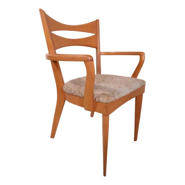 Mid Century Heywood Wakefield Cat's Eye Champagne Model Dining Height Arm Chair M 1553 C For Sale