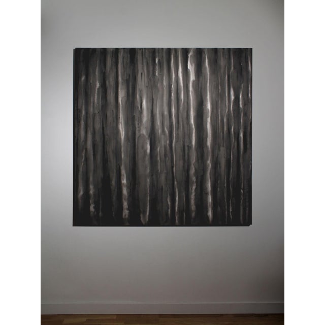 Black Karina Savonenko, Vertical Organic Lines in Black and White, 2026, Cotton & Acrylic & Pine, Framed For Sale - Image 8 of 9
