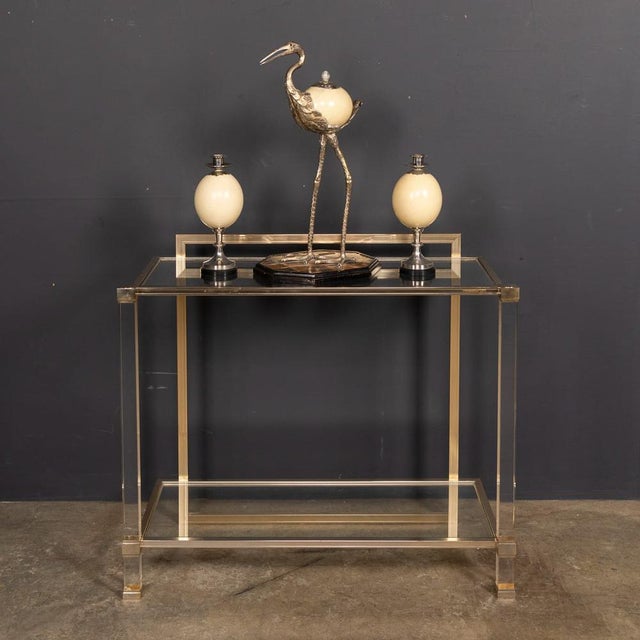French Brass and Acrylic Glass Console Table by Pierre Vandel, 1970 For Sale - Image 3 of 15