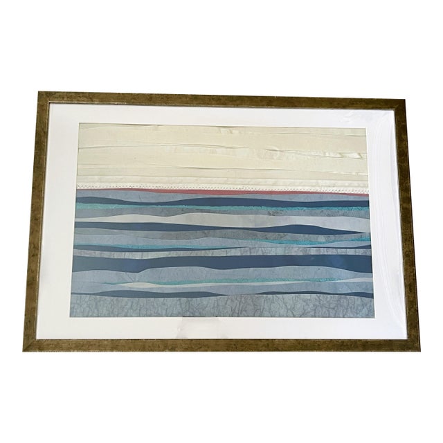 Contemporary Semi-Abstract​ Mixed Media Nautical Sailcloth Landscape​ - By JJ-Hogan | a Refuge for Ourselves, Framed For Sale